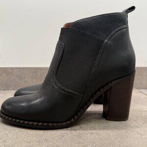 Marc by Marc Jacobs 8.5 black leather ankle booties block heeled fall boots 39.5